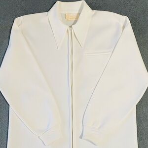 Retro Sears King Road White Zip Up Shirt 1970s Men’s Size Large